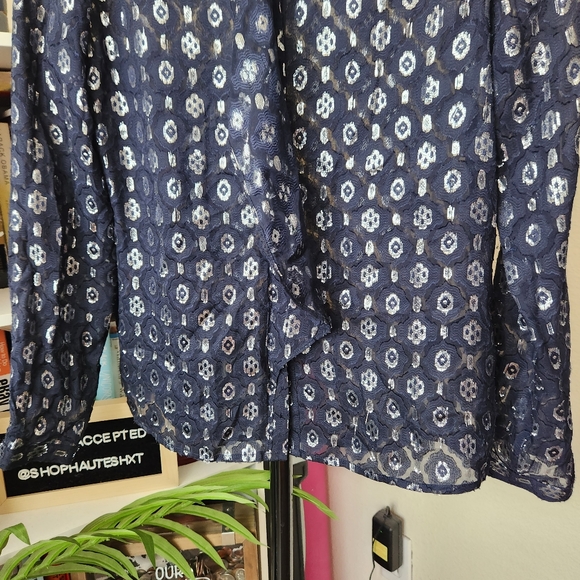 Maison Scotch & Soda Silk Metallic Long Sleeve Button Down Shirt - Picture 2 of 5